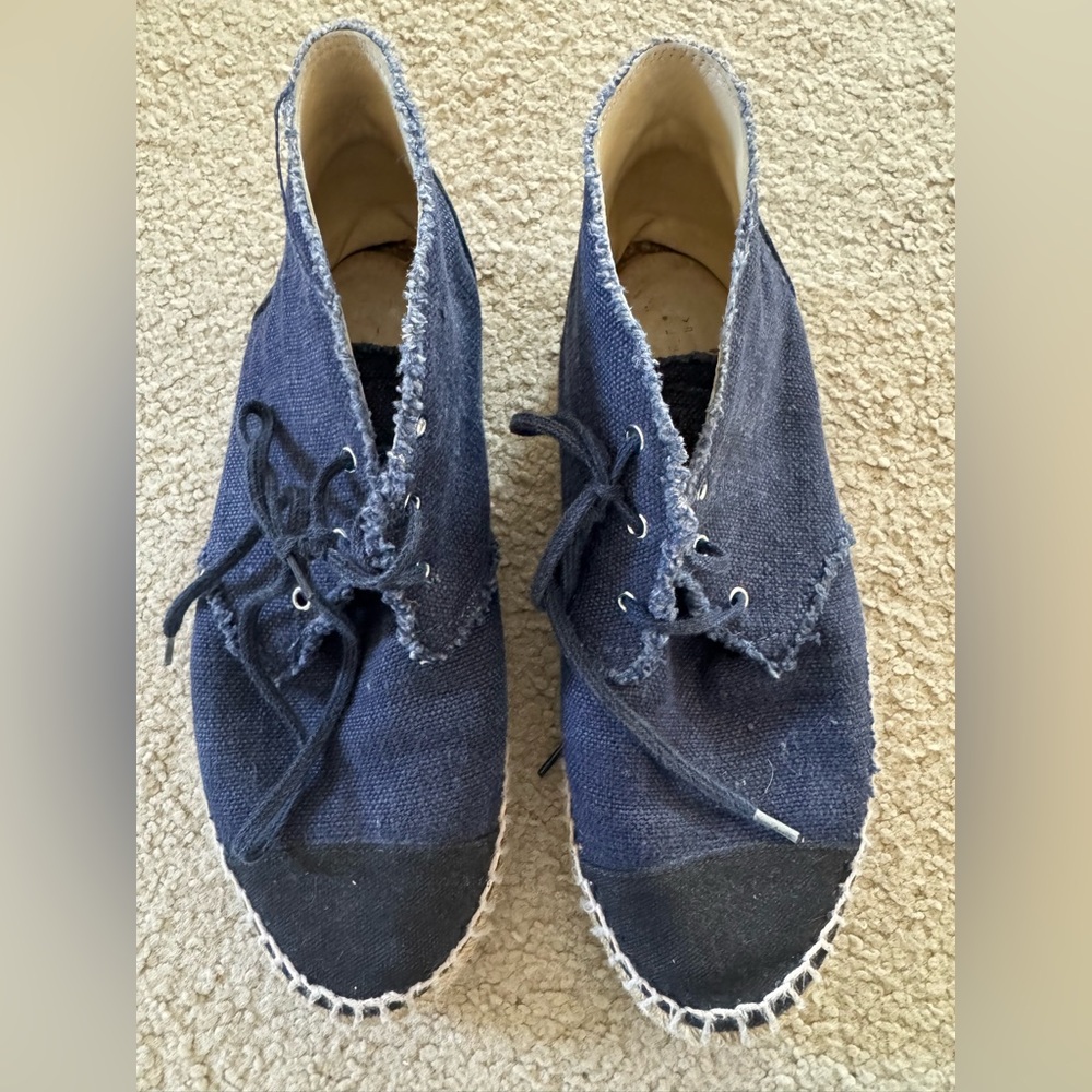 CHANEL Blue/Black Canvas Espadrille Sneakers